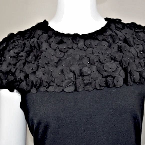 Akris Punto Black Beaded Appliqué Cocktail Dress  Size  6– Switzerland 🇨🇭 - Picture 6 of 16